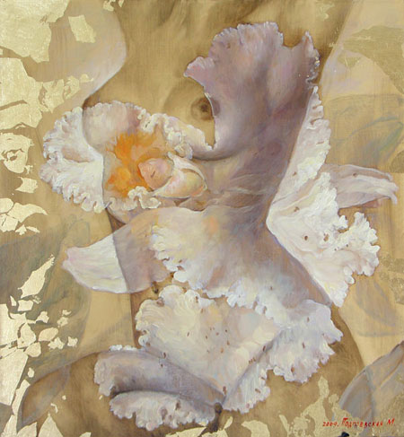 Художница Марина Подгаевская: картина Весеннее настроение (Белая Орхидея) - холст,масло, поталь