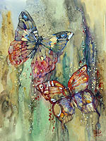Художница Марина Подгаевская: картина Две бабочки - бумага, см.-техника